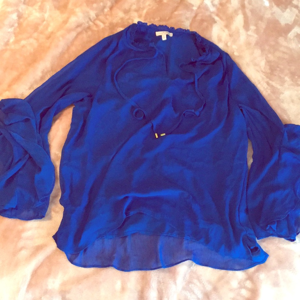 Royal blue chiffon blouse